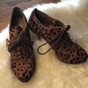 Plomo Lace-Up Leopard Pony Hair Booties